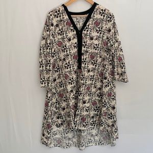 Thakoon Addition Eyelet Lace Floral 3/4 Tunic Dress Relaxed High Low Size 12